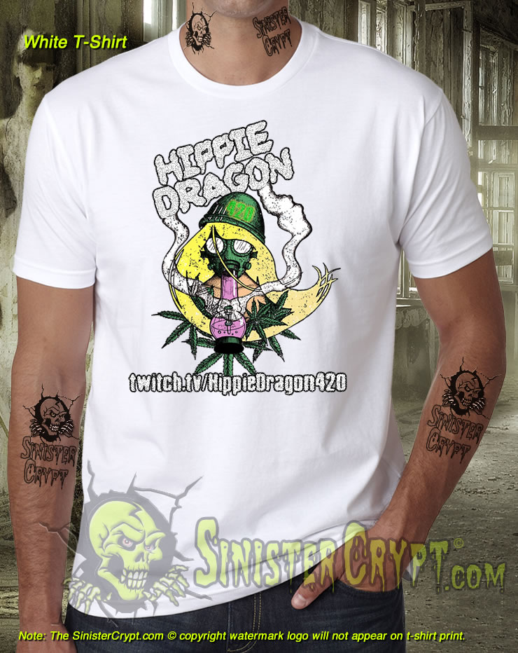 Hippie Dragon 420 white unisex black T-Shirt S-6XL