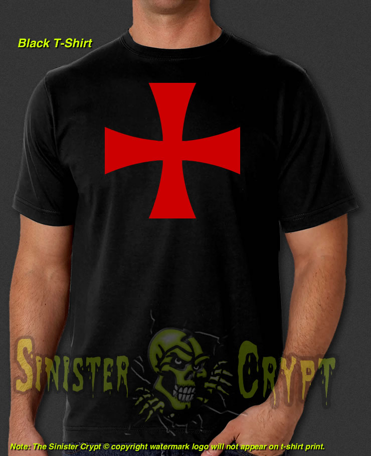 Knights Templar Cross Black t-shirt Crusades Crusader Crusade S-6XL
