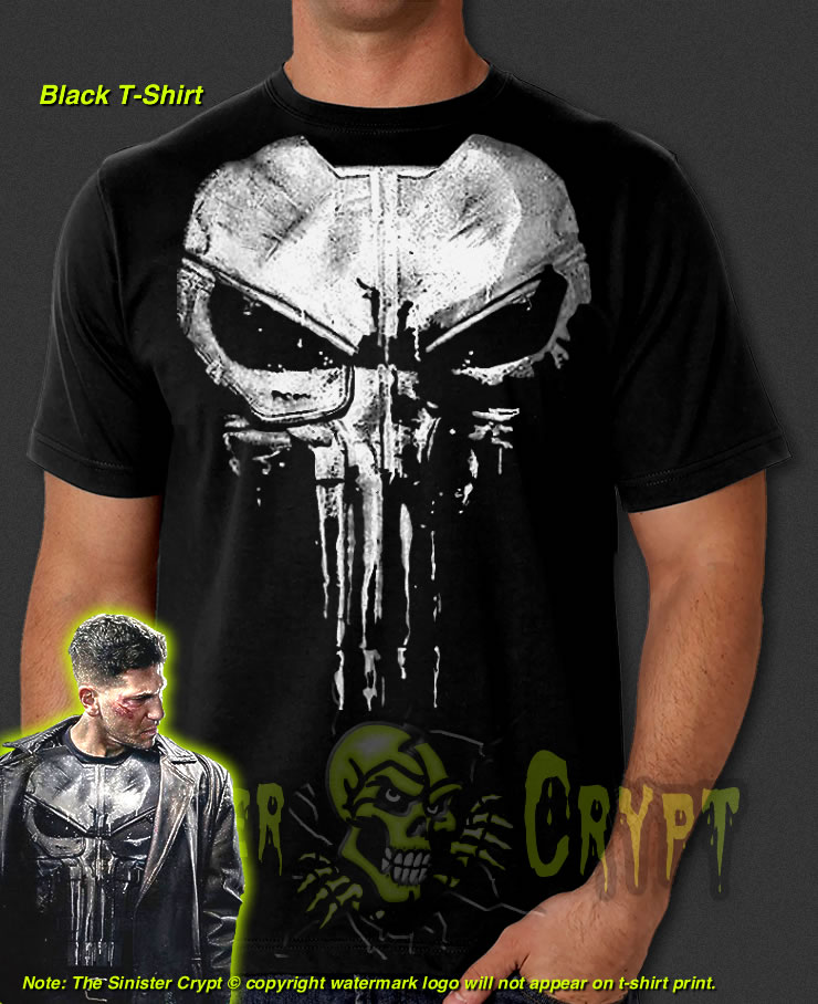 Punisher Armor Skull Black t-shirt Jon Bernthal Frank Castle Painted S-6XL