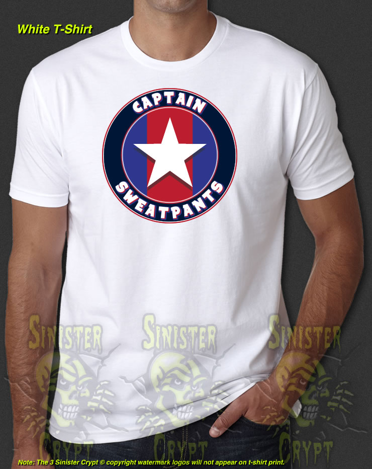 Captain Sweatpants The Big Bang Theory Geek Comic Books Capt. New White T-Shirt S-6XL