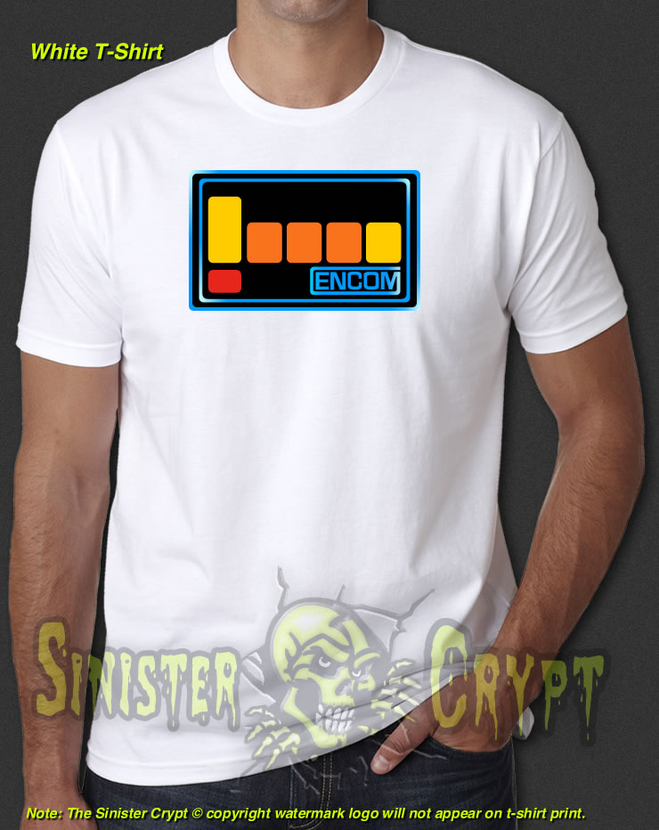 ENCOM Tron White t-shirt Computer Flynns Arcade 1982 Sci-Fi Movie S-6XL