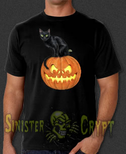 Black Cat on Pumpkin Halloween t-shirt