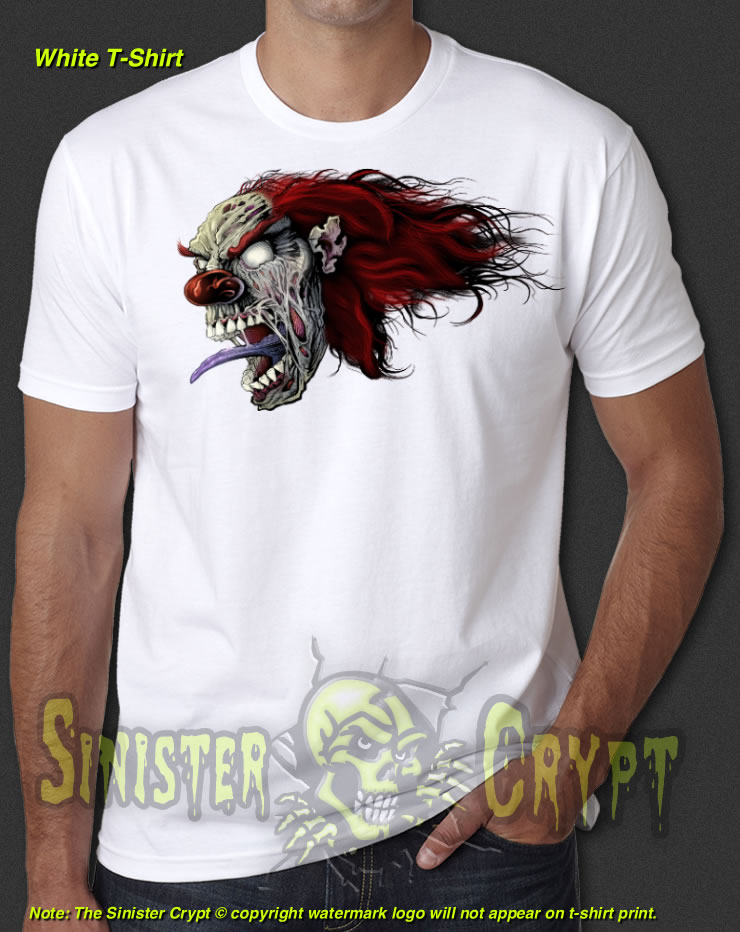 Clown Zombie Screaming Halloween White t-shirt S-6XL
