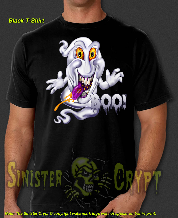 Ghost Boo! Halloween Black t-shirt Ghostbusters homage S-6XL
