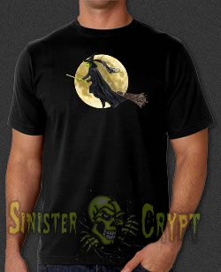 Witch on Broom Halloween t-shirt