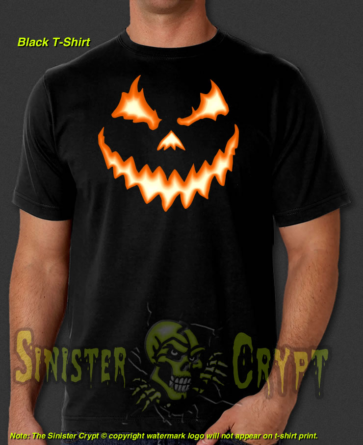 Halloween Pumpkin Spooky Face Black t-shirt Jack o'lantern Costume S-6XL