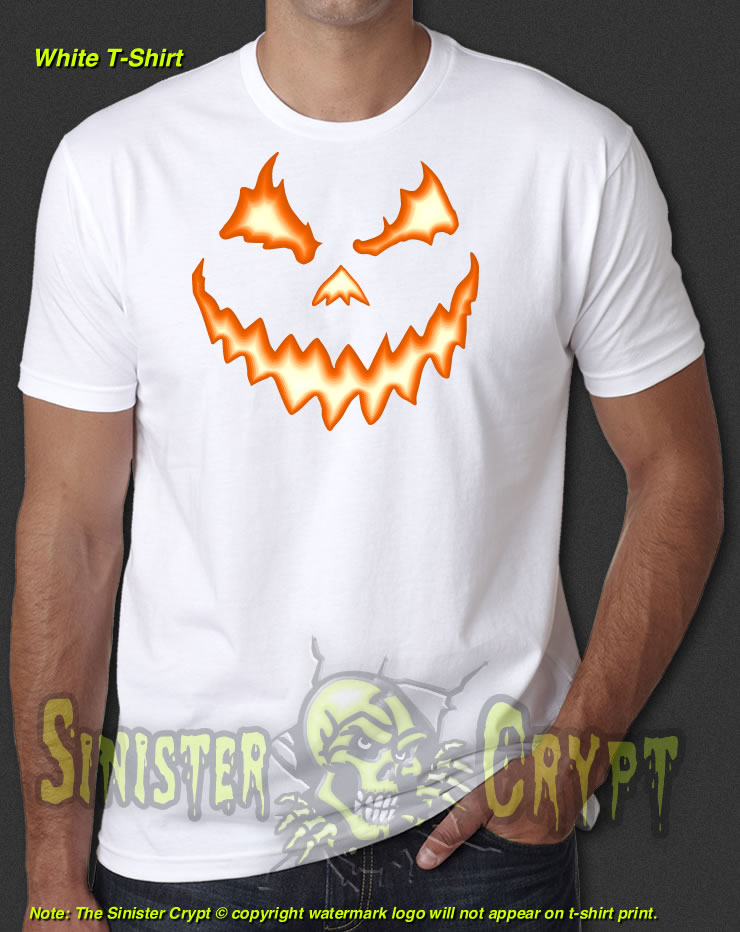 Halloween Pumpkin Spooky Face White t-shirt Jack o'lantern Costume S-6XL