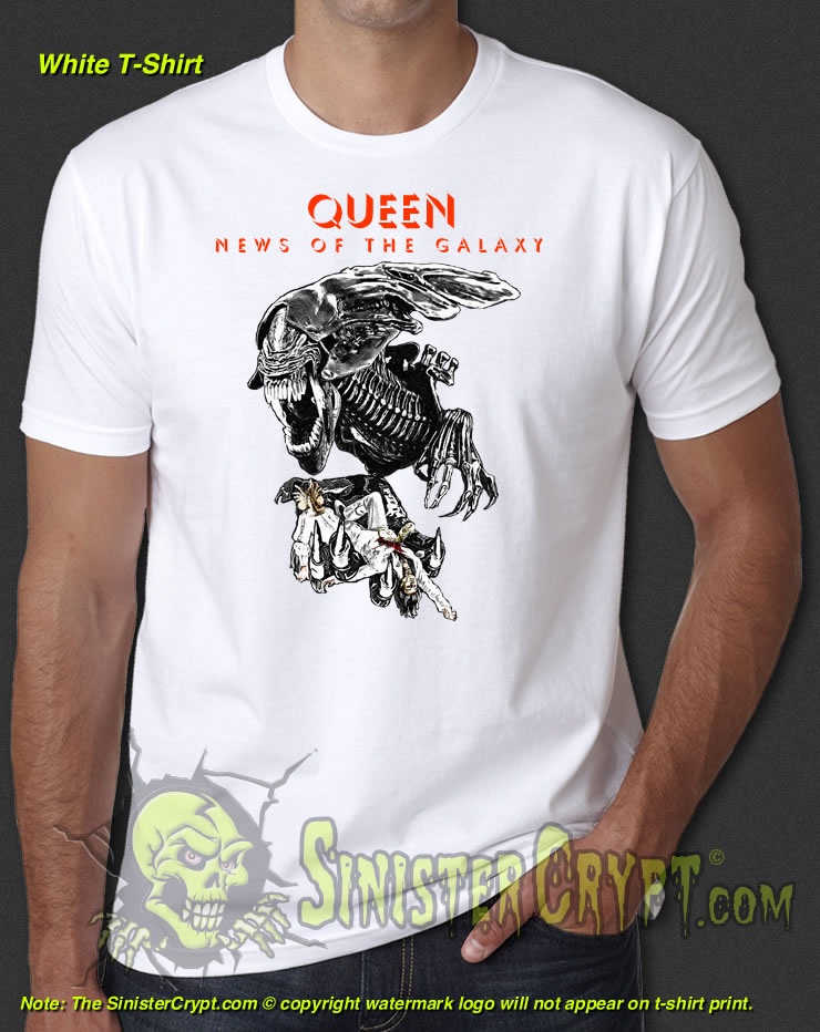 Aliens Queen News of the Galaxy White t-shirt