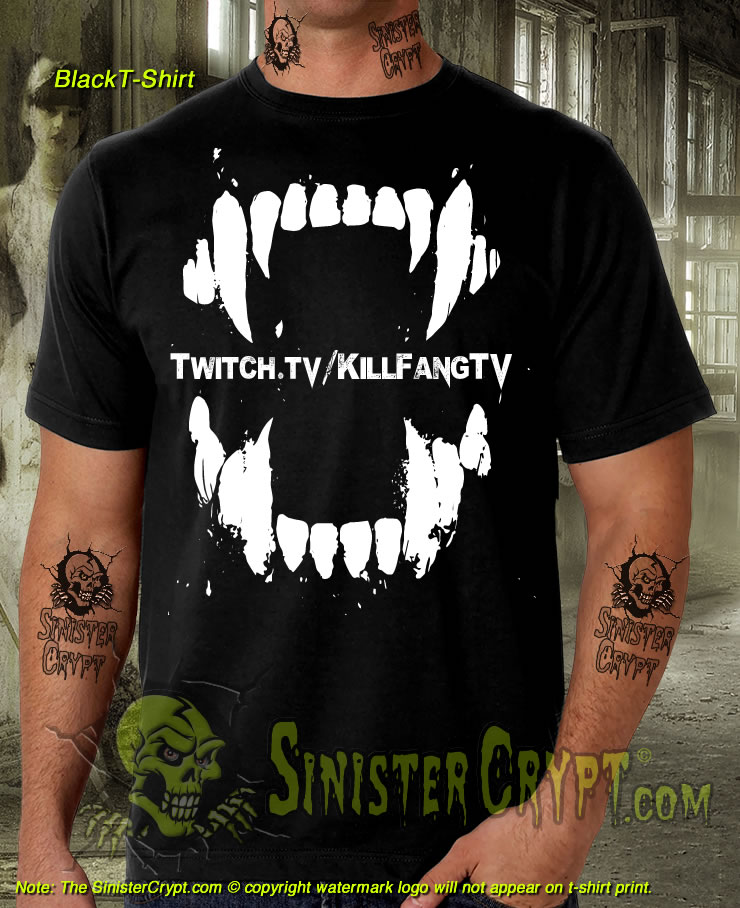 KillFangTV Design Black T-Shirt S-6XL