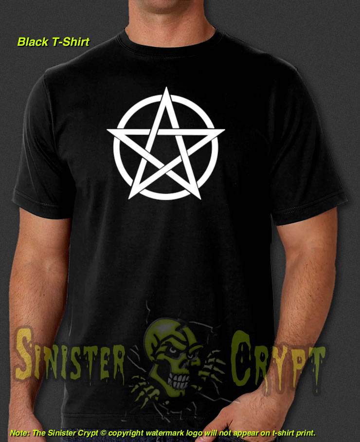 Pentagram Black t-shirt Occult Wiccan Goth Metal Baphomet S-6XL