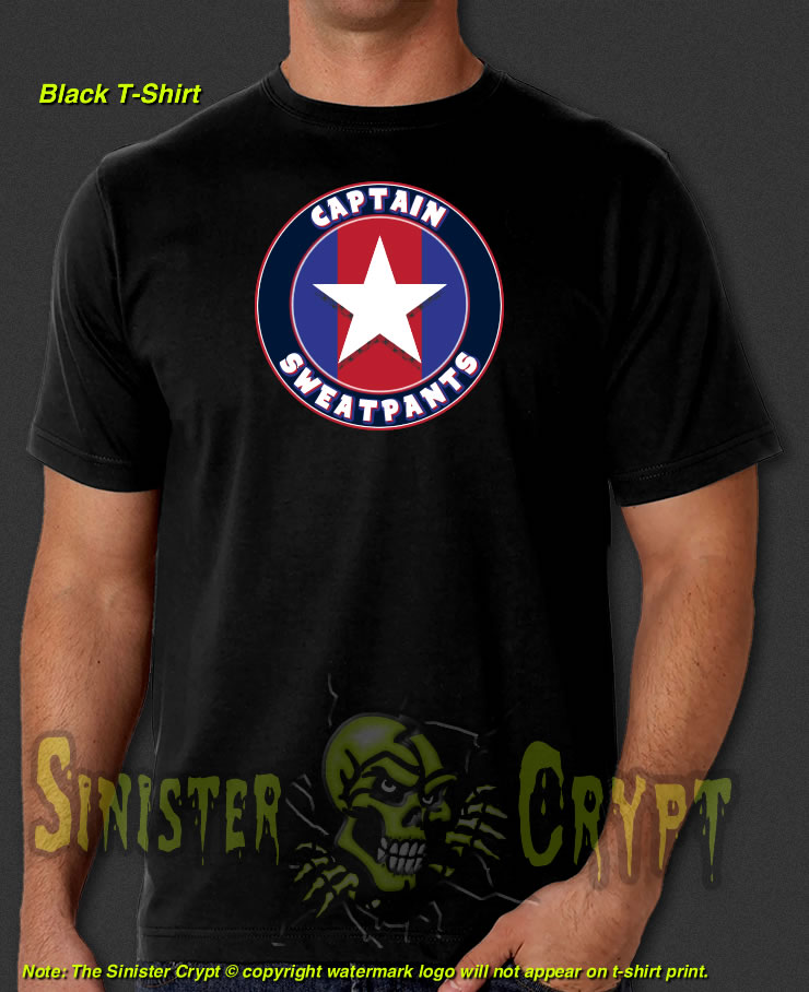 Captain Sweatpants Black t-shirt The Big Bang Theory Geek Nerd Comic Books Capt. S-6XL