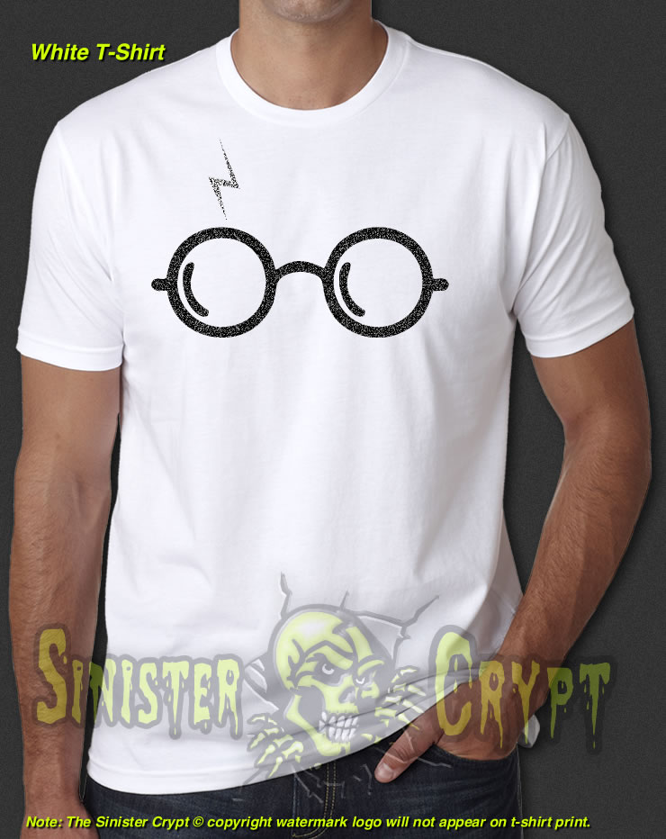 Harry Potter Glasses Lightning Bolt Scar White t-shirt S-6XL
