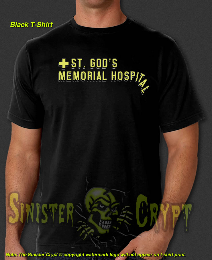 St. God's Memorial Hospital Idiocracy Black t-shirt S-6XL
