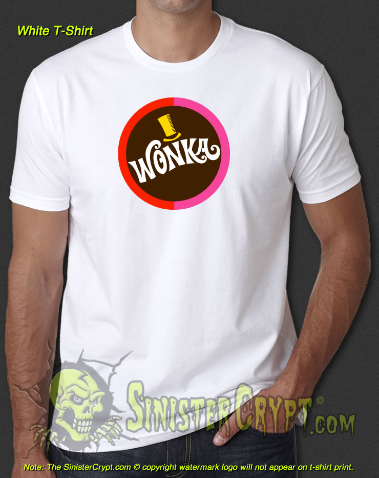 Willy Wonka White t-shirt, Retro Factory Chocolate Candy Bar, sizes S to 6XL 
