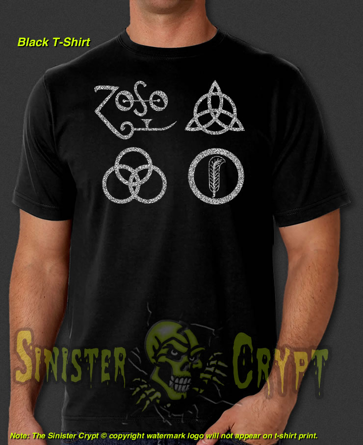 Led Zeppelin Zoso Runes Black t-shirt Legendary Rock Metal Band S-6XL
