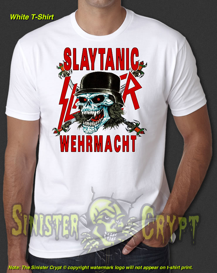 Slayer Slaytanic Wehrmacht White t-shirt Skull Metal Band Retro S-6XL