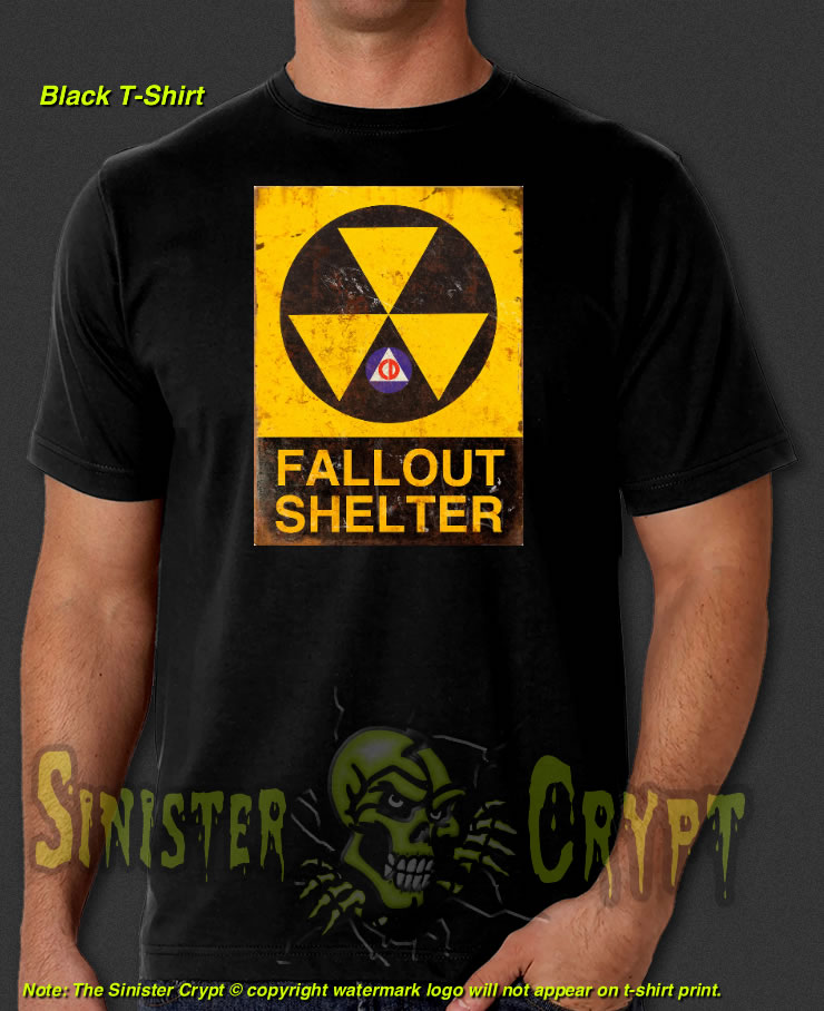 Fallout Shelter Black t-shirt Atomic Nuclear Bomb Emergency Disaster S-6XL